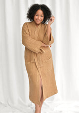 Almond Linen Blend Waffle Bathrobe