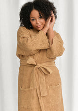 Almond Linen Blend Waffle Bathrobe