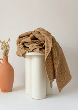 Almond Linen Blend Waffle Blanket