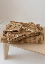 Almond Linen Blend Waffle Towel Set