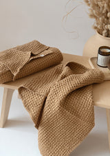 Almond Linen Blend Waffle Towel Set