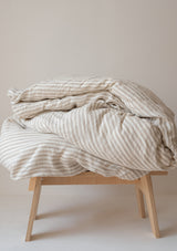 Beige Stripe Linen Duvet Cover