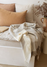 Beige Stripe Merino Wool Throw