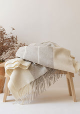 Beige Stripe Merino Wool Throw