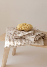 Beige Linen Blend Waffle Towel Set