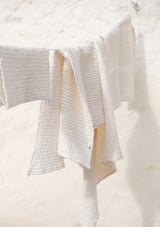 Cream White Linen Blend Waffle Towel Set