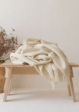 Ivory Merino Wool Throw