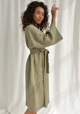 Moss Green Linen Bathrobe