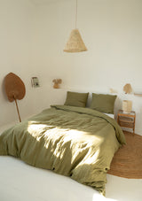 Moss Green Linen Pillowcase