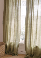 Tab Top Linen Curtain Panel