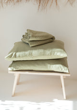 Moss Green Linen Duvet Cover Set