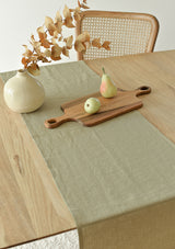Moss Green Linen Table Runner