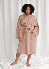 Sunset Rose Linen Bathrobe