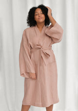 Sunset Rose Linen Bathrobe