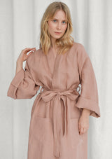 Sunset Rose Linen Bathrobe