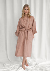 Sunset Rose Linen Bathrobe