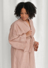 Sunset Rose Linen Bathrobe