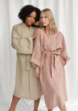Sunset Rose Linen Bathrobe