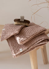 Sunset Rose Linen Blend Waffle Towel Set