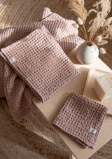 Sunset Rose Linen Blend Waffle Towel Set