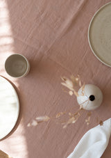 Sunset Rose Linen Tablecloth