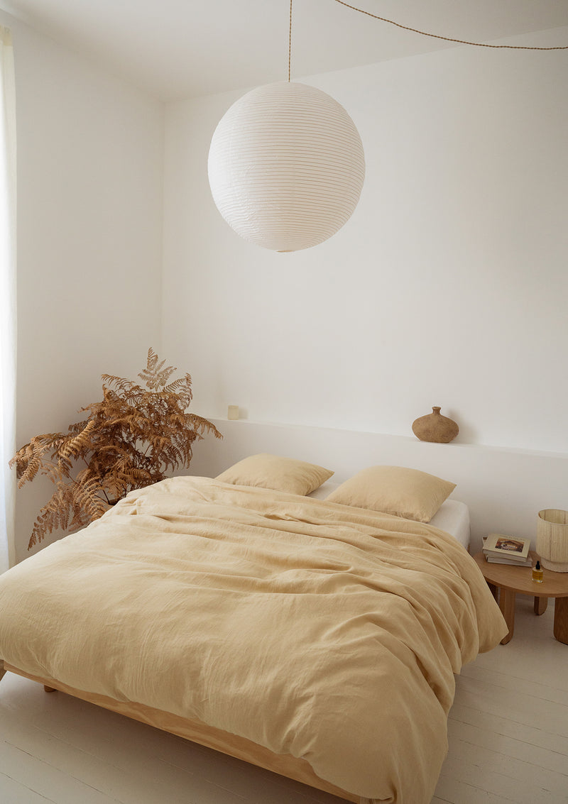 Sandy Yellow Linen Duvet Cover