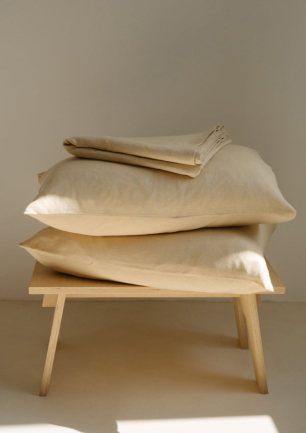 Sandy Yellow Linen Duvet Cover Set
