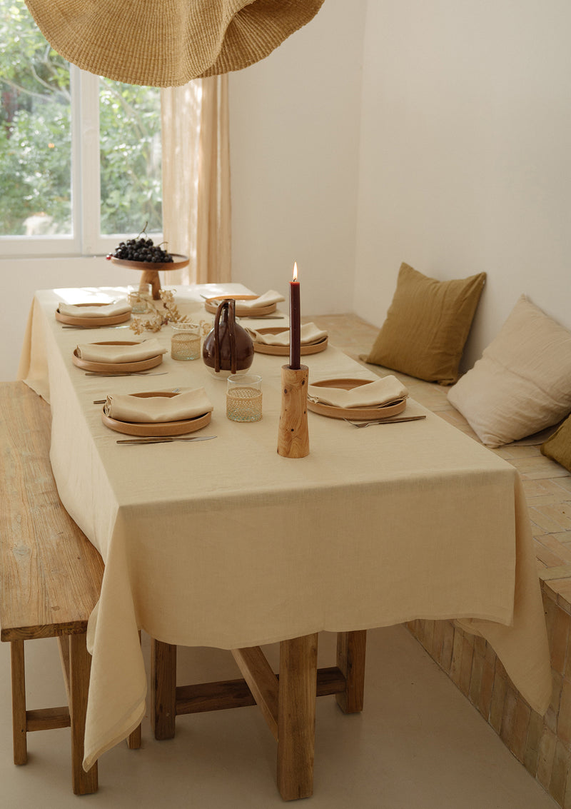 Sandy Yellow Linen Tablecloth