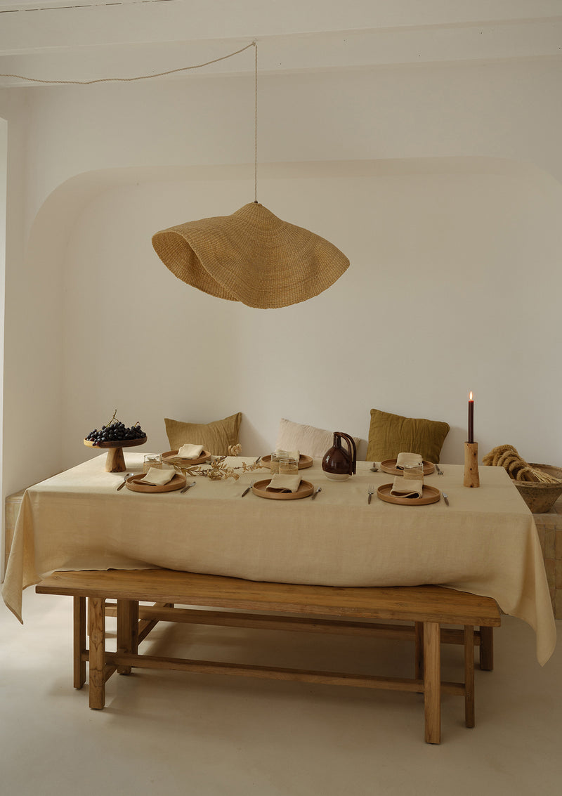 Sandy Yellow Linen Tablecloth