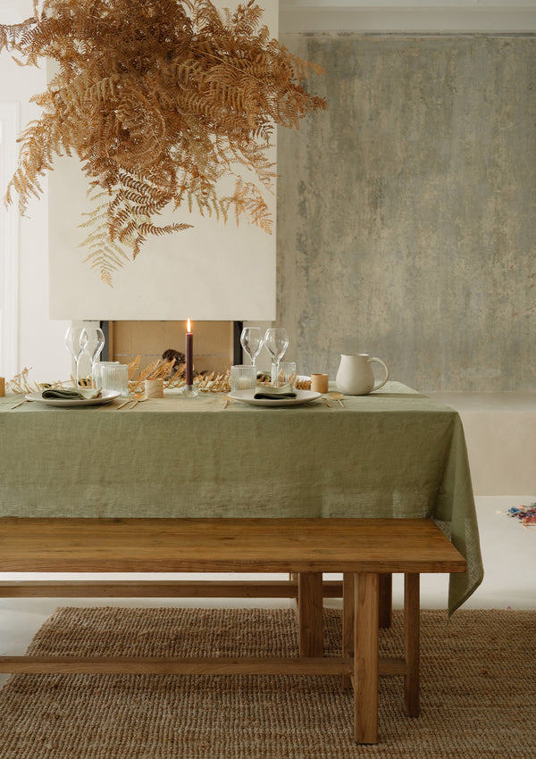 Moss Green Linen Tablecloth