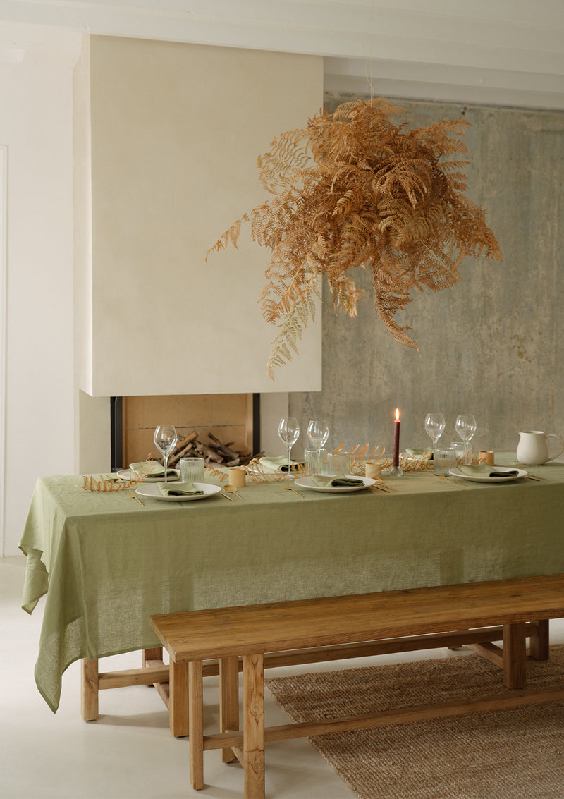 Moss Green Linen Tablecloth