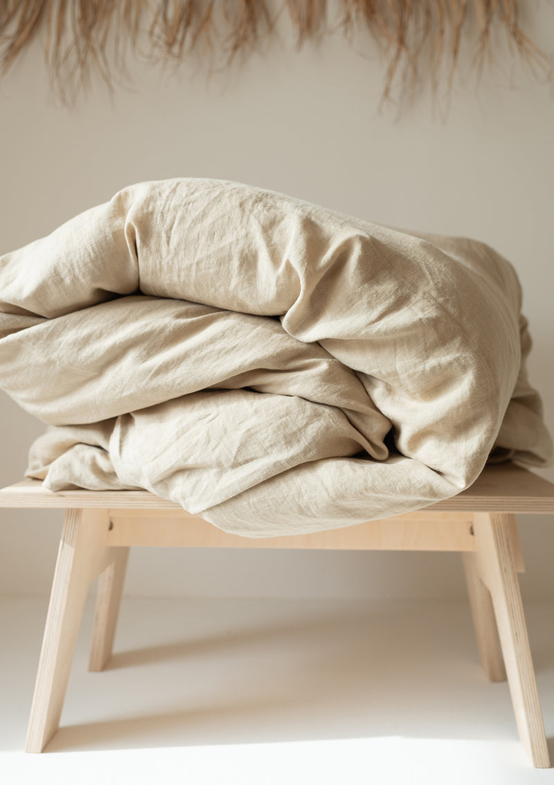Beige Linen Duvet Cover