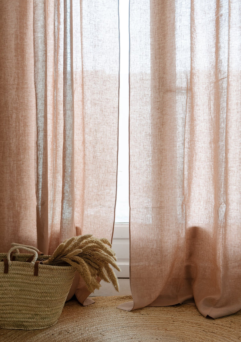 Tie Top Linen Curtain Panel