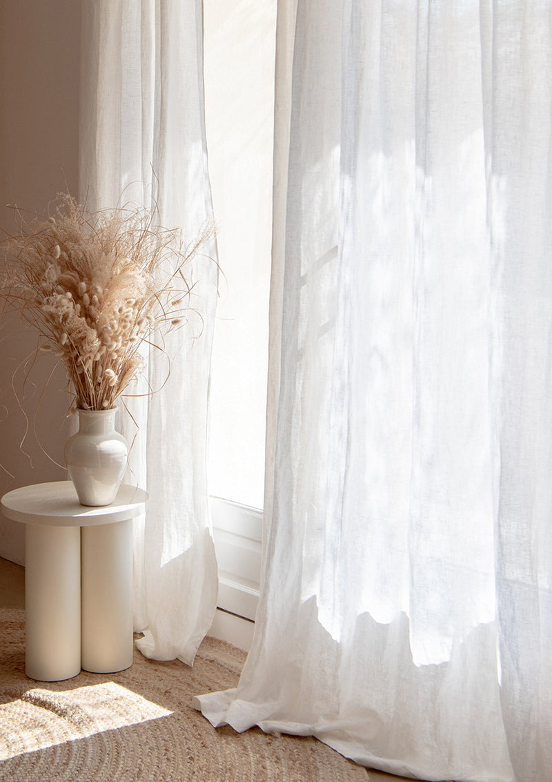 Tie Top Linen Curtain Panel