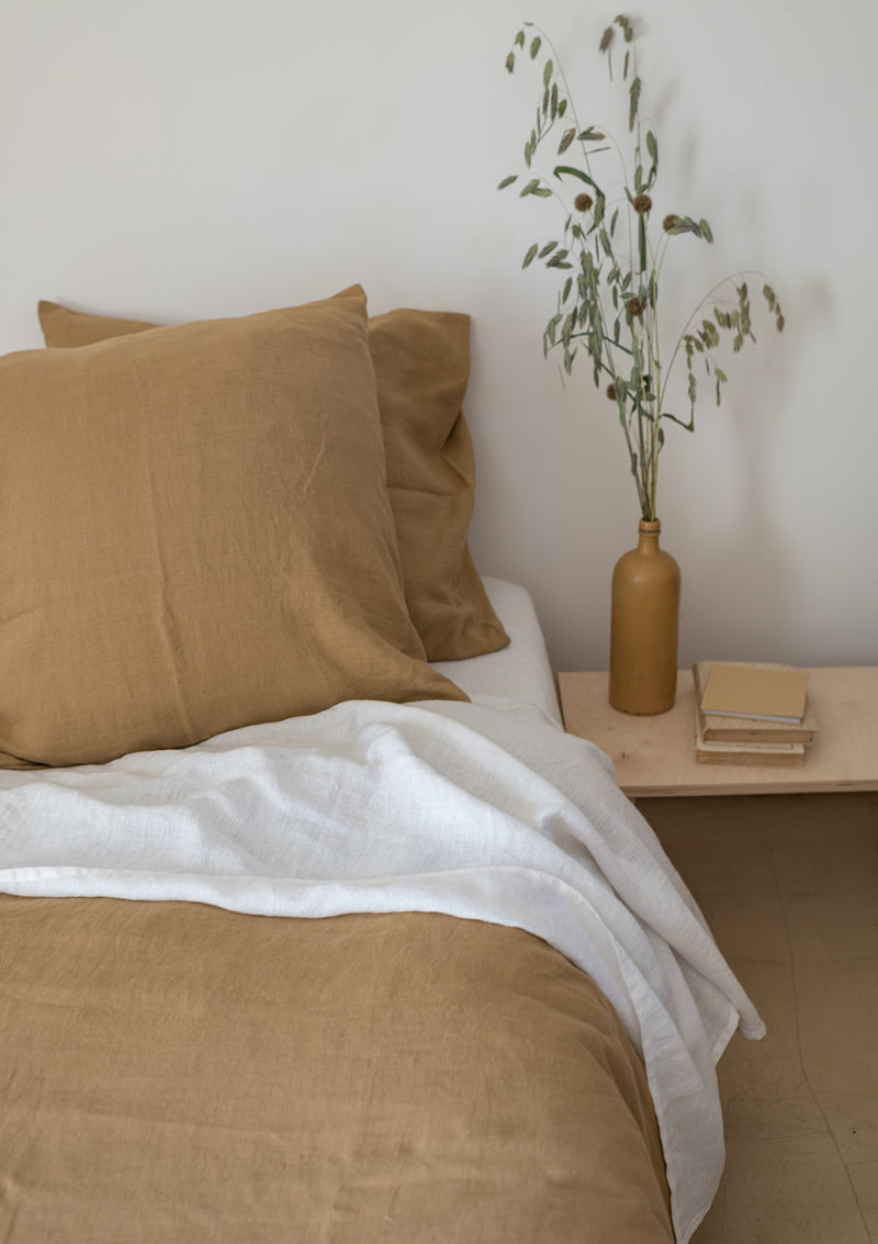 Brown Linen Bedding Set