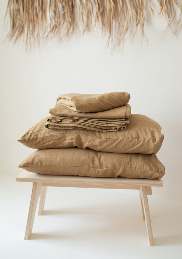 Brown Linen Sheet Set