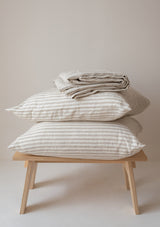 Beige Stripe Linen Duvet Cover Set