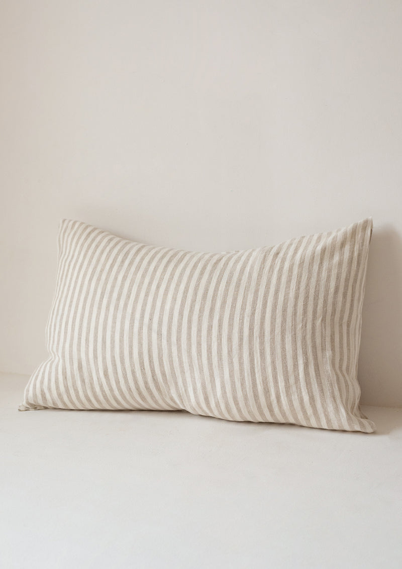 Beige Stripe Linen Pillowcase