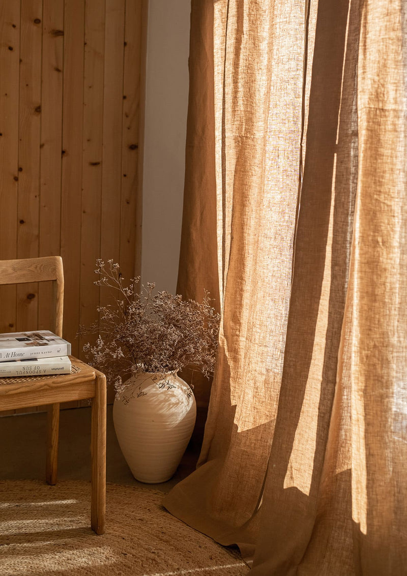 Tab Top Linen Curtain Panel