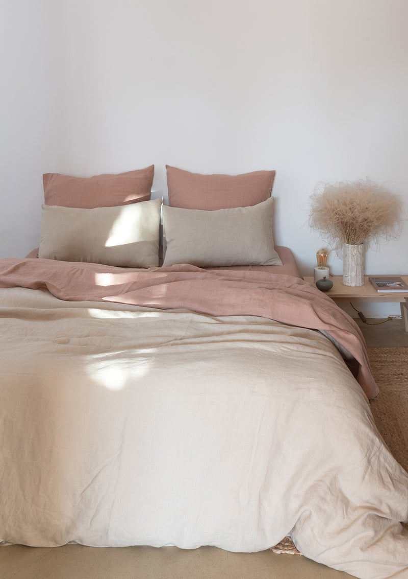 Sunset Rose Linen Sheet Set