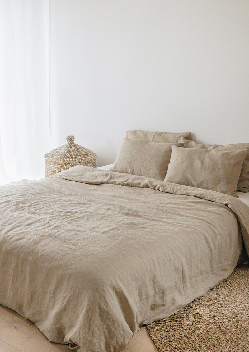 Beige Linen Duvet Cover Set