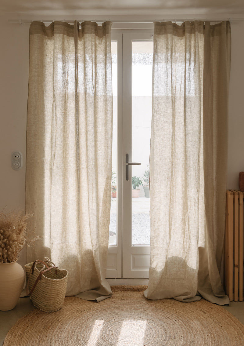 Linen Curtain Panel With Multi-functional Tape