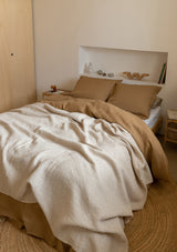 Beige Linen Blend Waffle Blanket