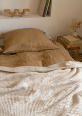 Beige Linen Blend Waffle Blanket