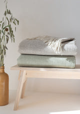 Light Green Merino Wool Throw