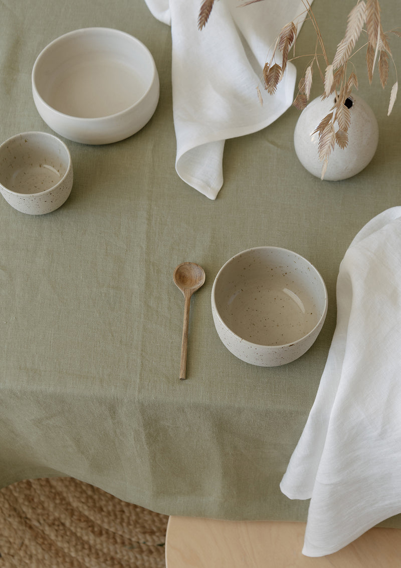 Moss Green Linen Tablecloth