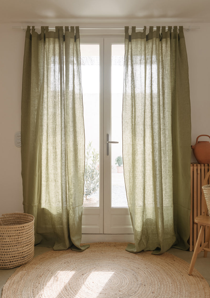 Tab Top Linen Curtain Panel
