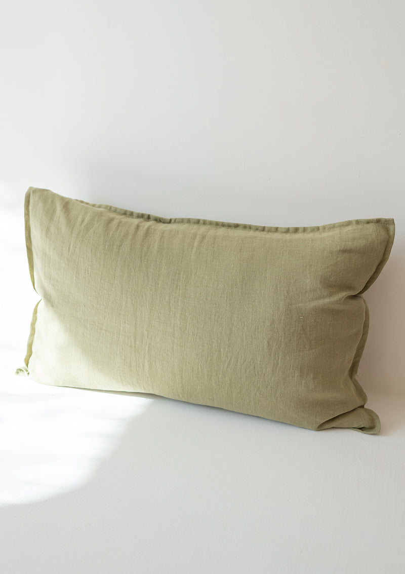 Moss Green Linen Pillow Sham