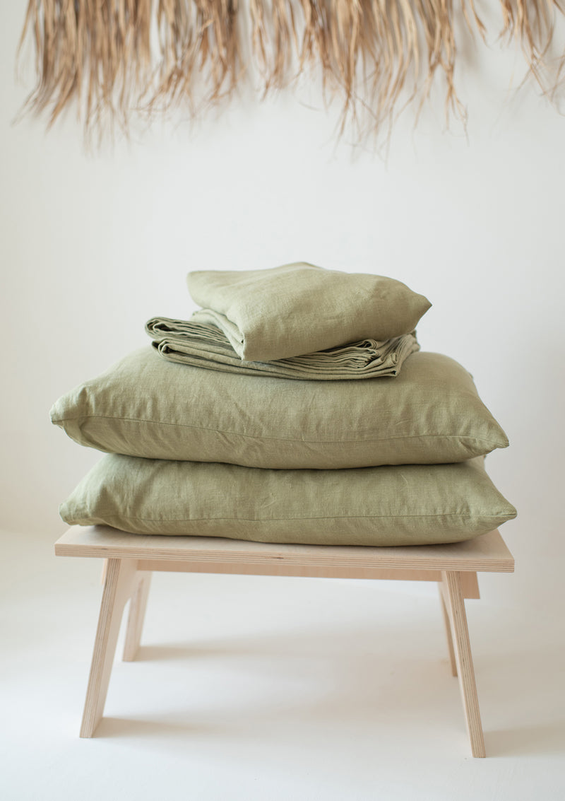 Moss Green Linen Sheets