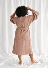 Sunset Rose Linen Blend Waffle Bathrobe